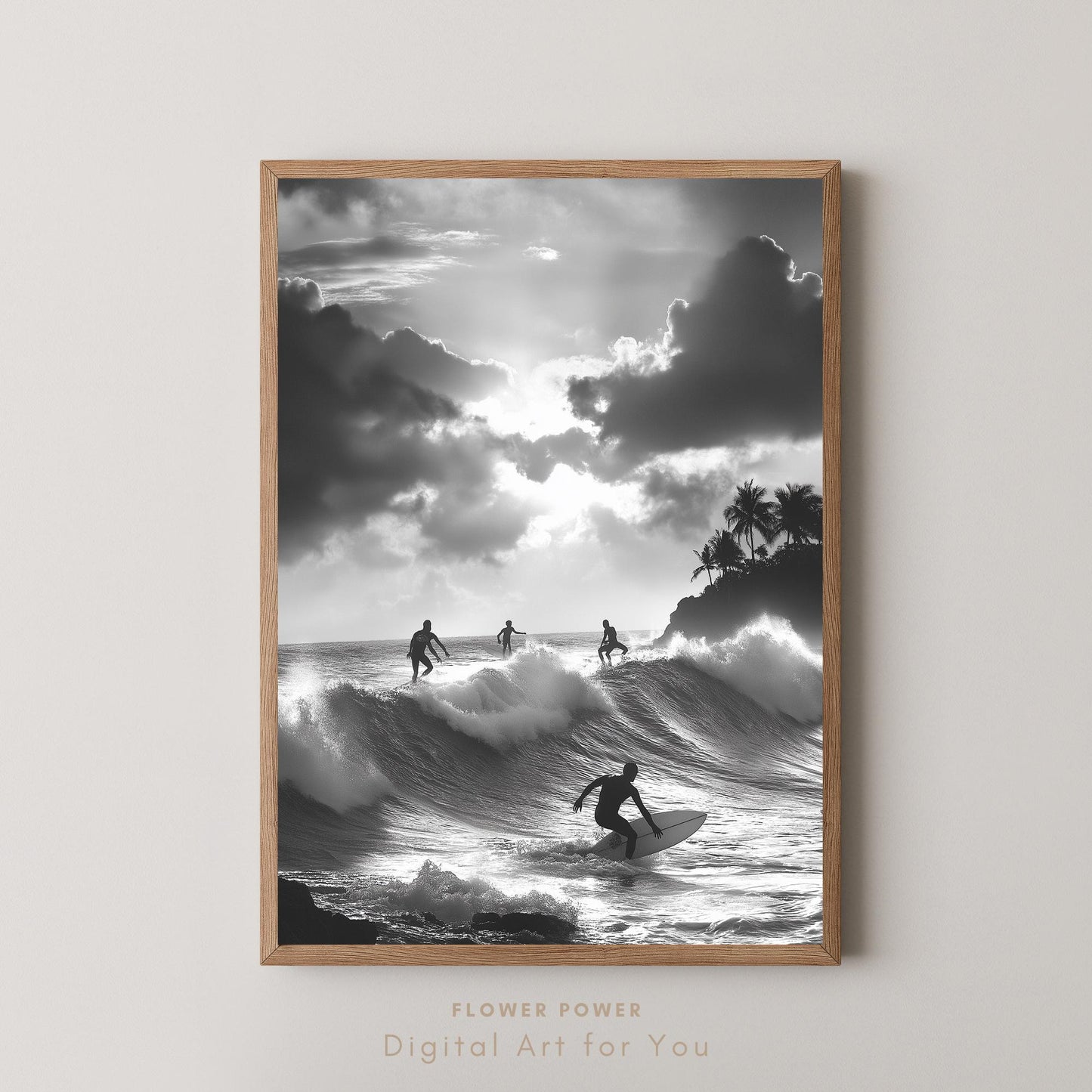 Láminas de Arte Mural Océano en Blanco y Negro
