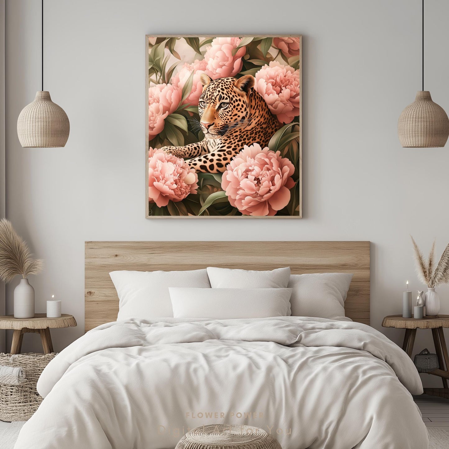 Leopardo rodeado de Flores