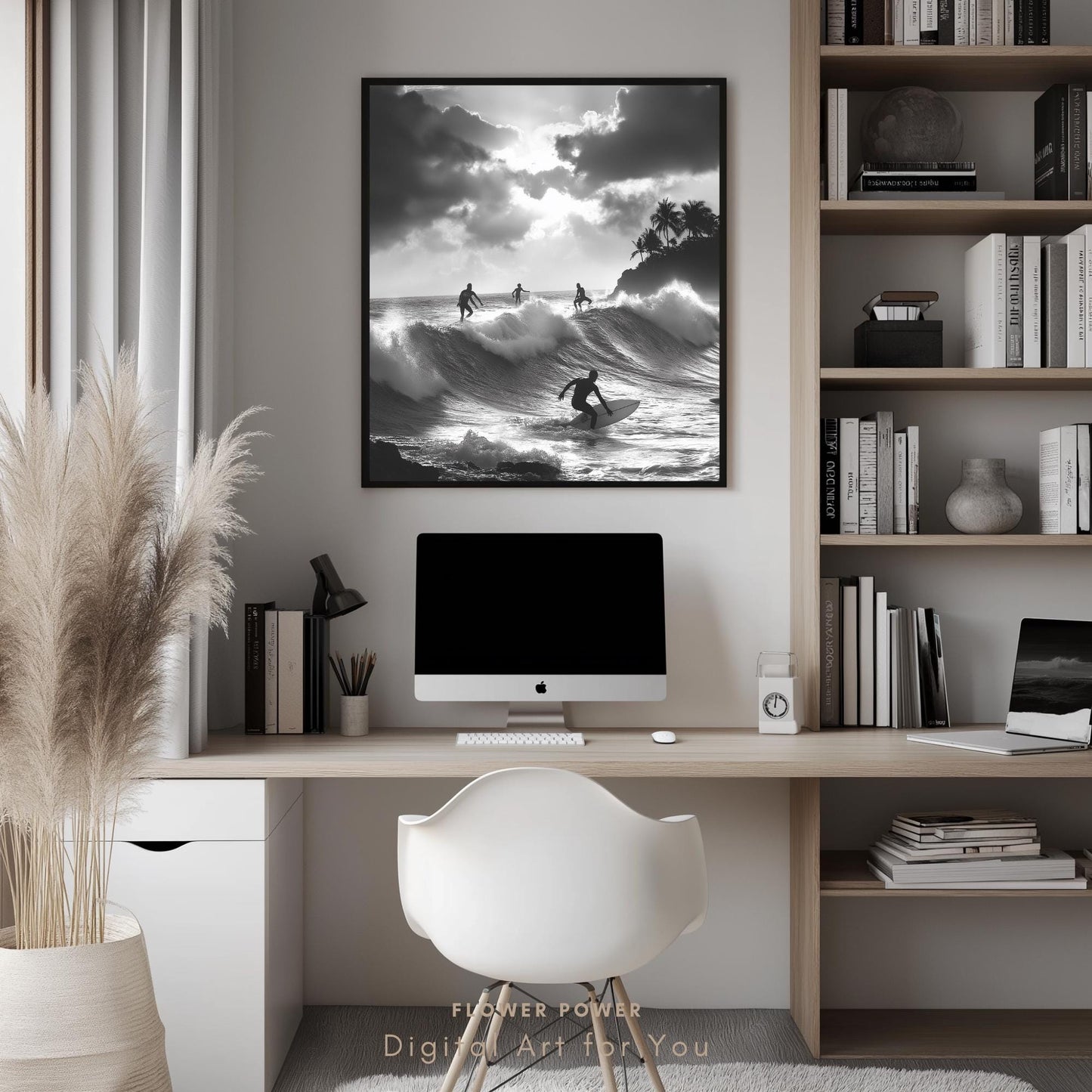Láminas de Arte Mural Océano en Blanco y Negro