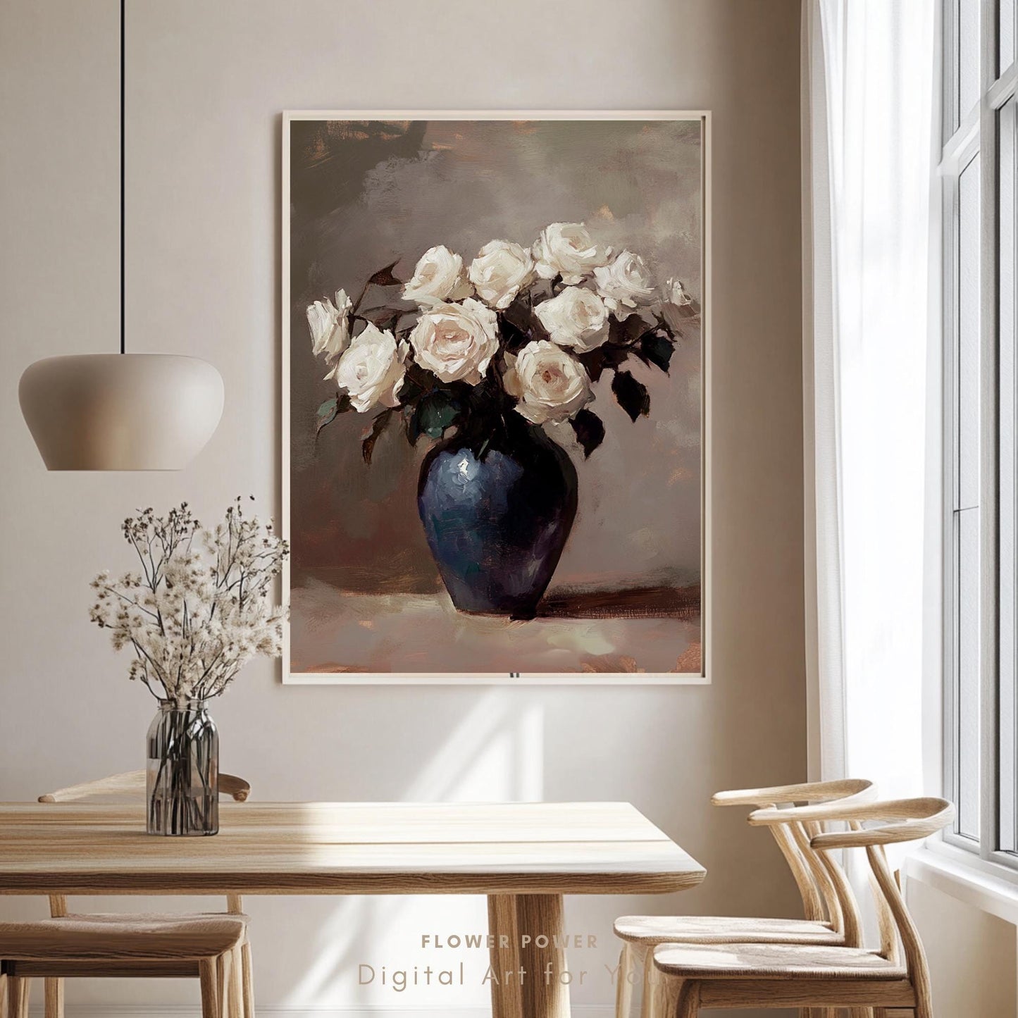 Pintura de Rosas Vintage en Jarrón