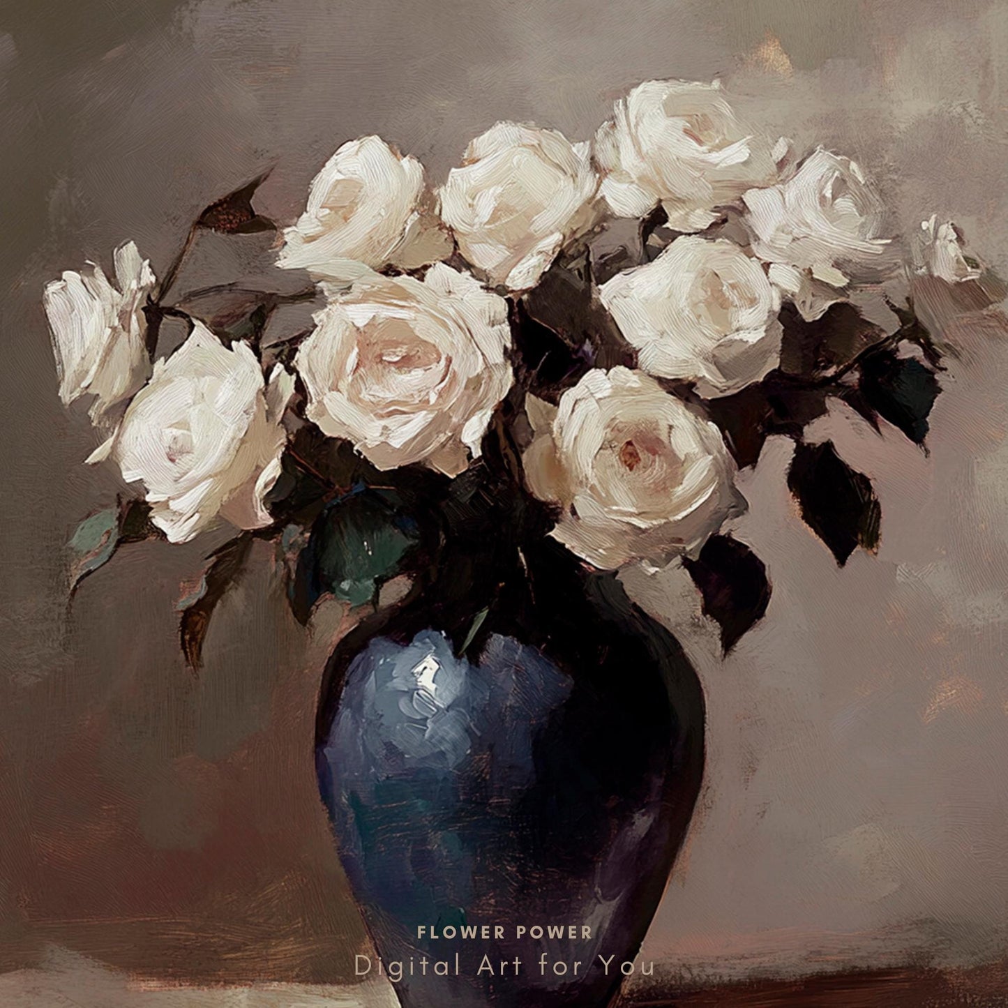 Pintura de Rosas Vintage en Jarrón