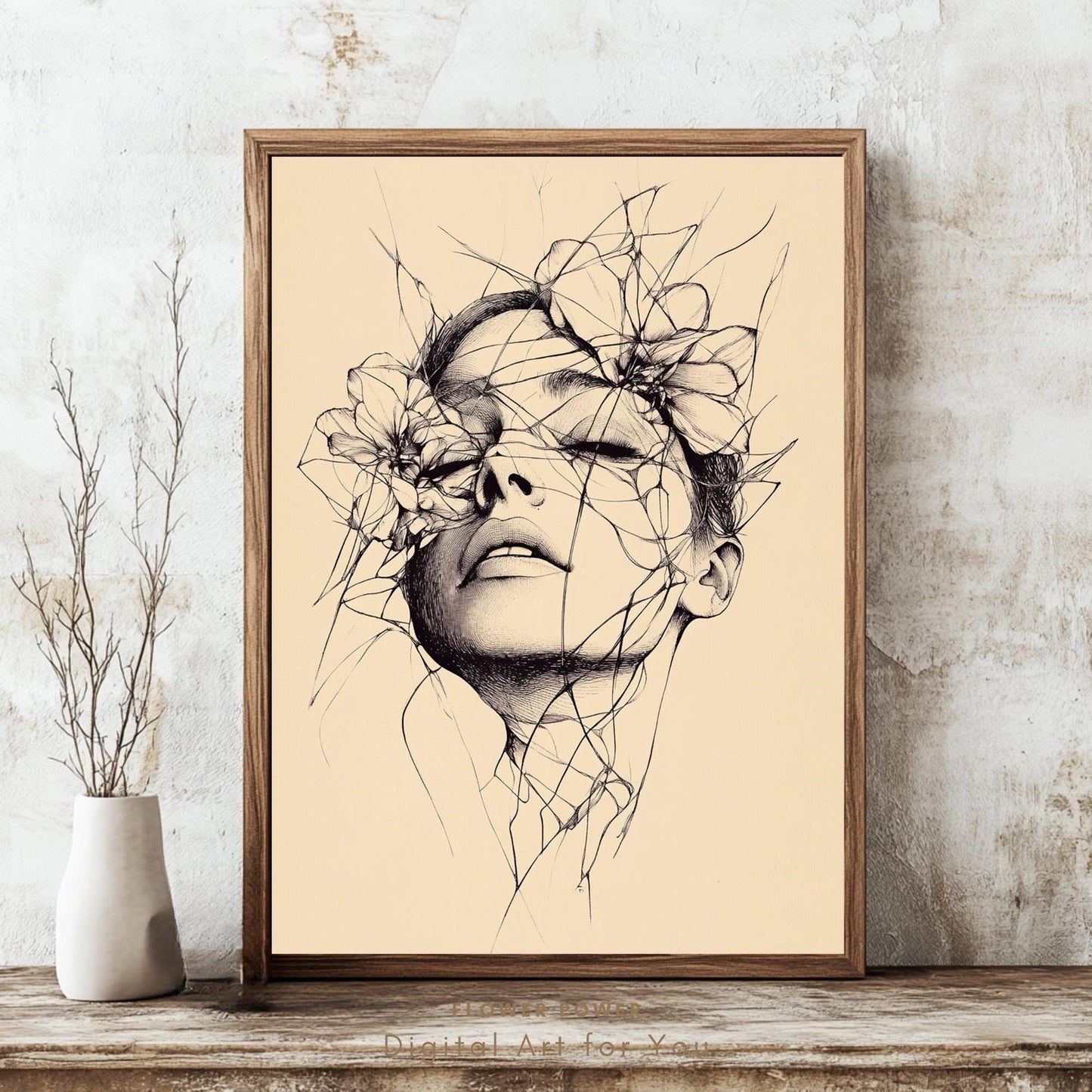 Arte Lineal Mujer Surrealista