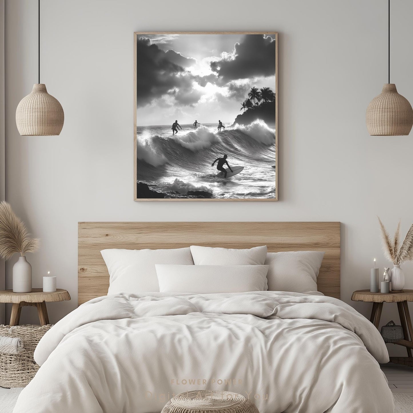 Láminas de Arte Mural Océano en Blanco y Negro