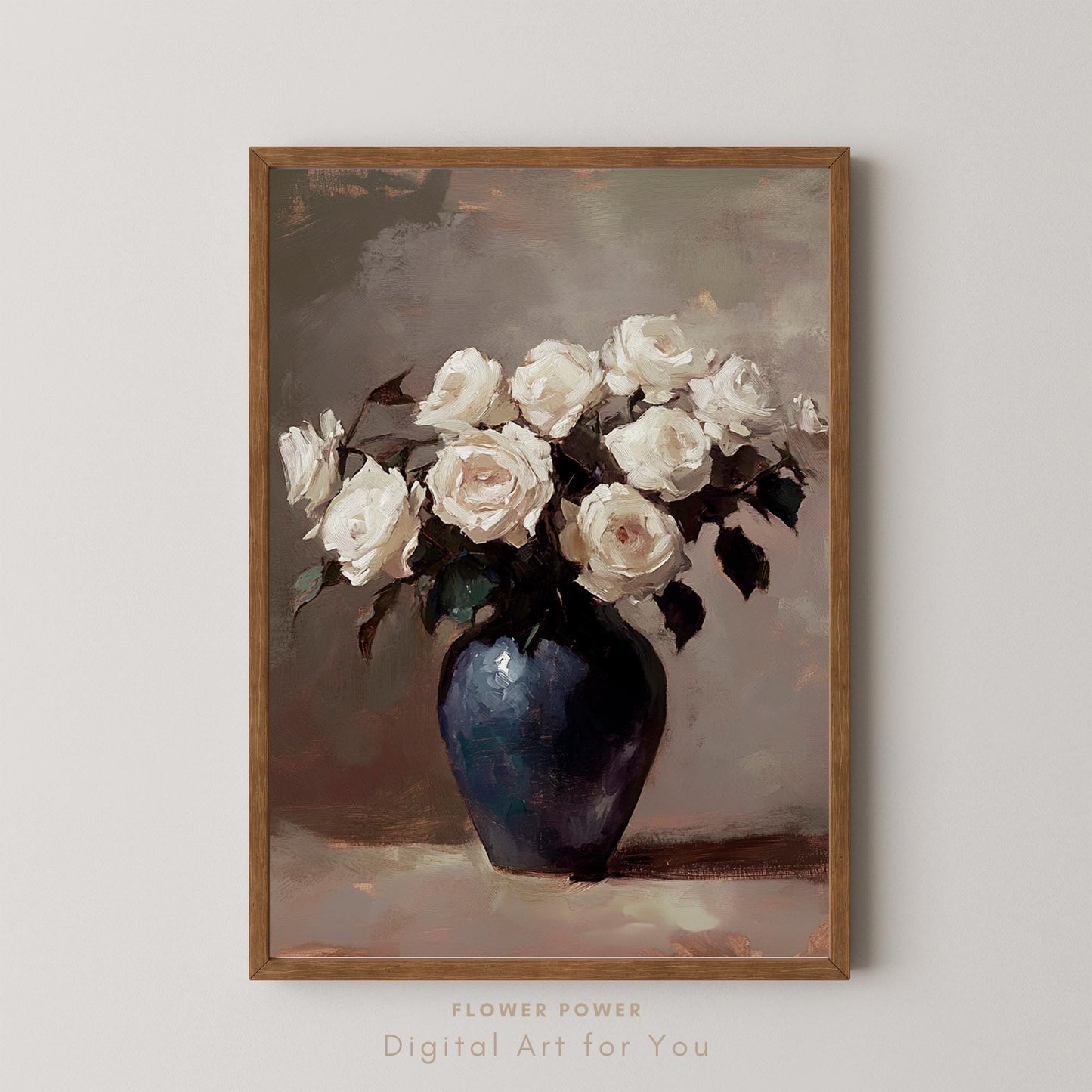 Pintura de Rosas Vintage en Jarrón
