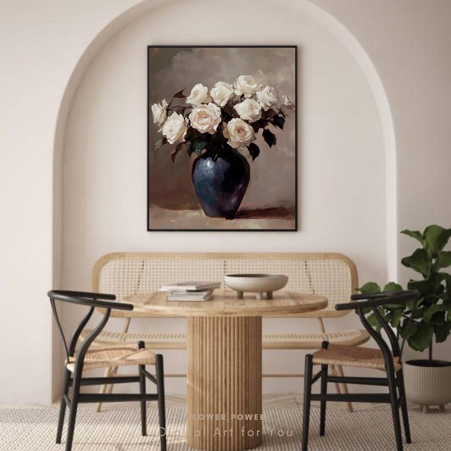 Pintura de Rosas Vintage en Jarrón