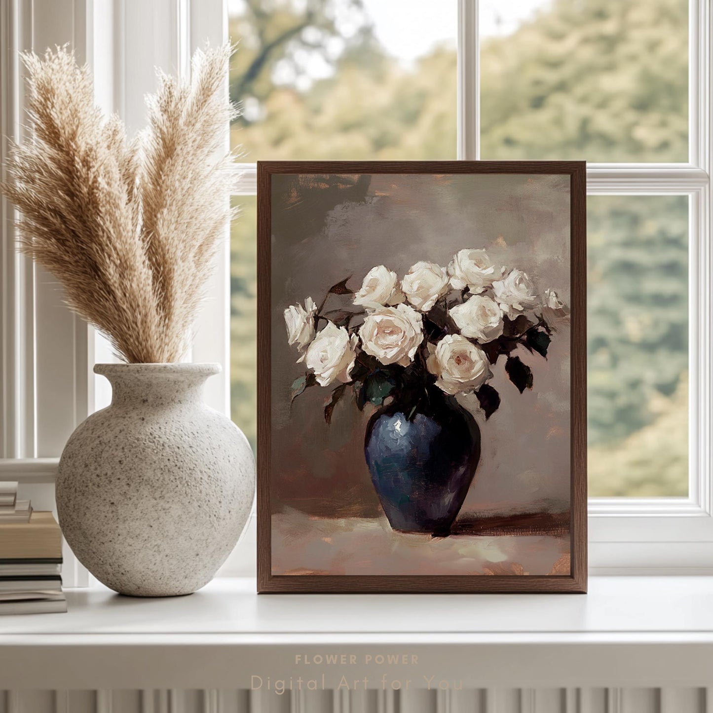Pintura de Rosas Vintage en Jarrón