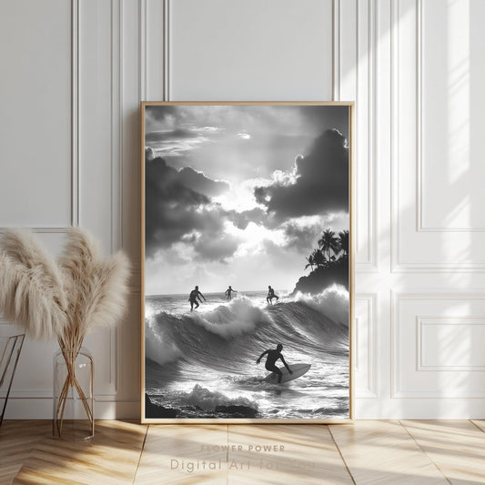 Láminas de Arte Mural Océano en Blanco y Negro